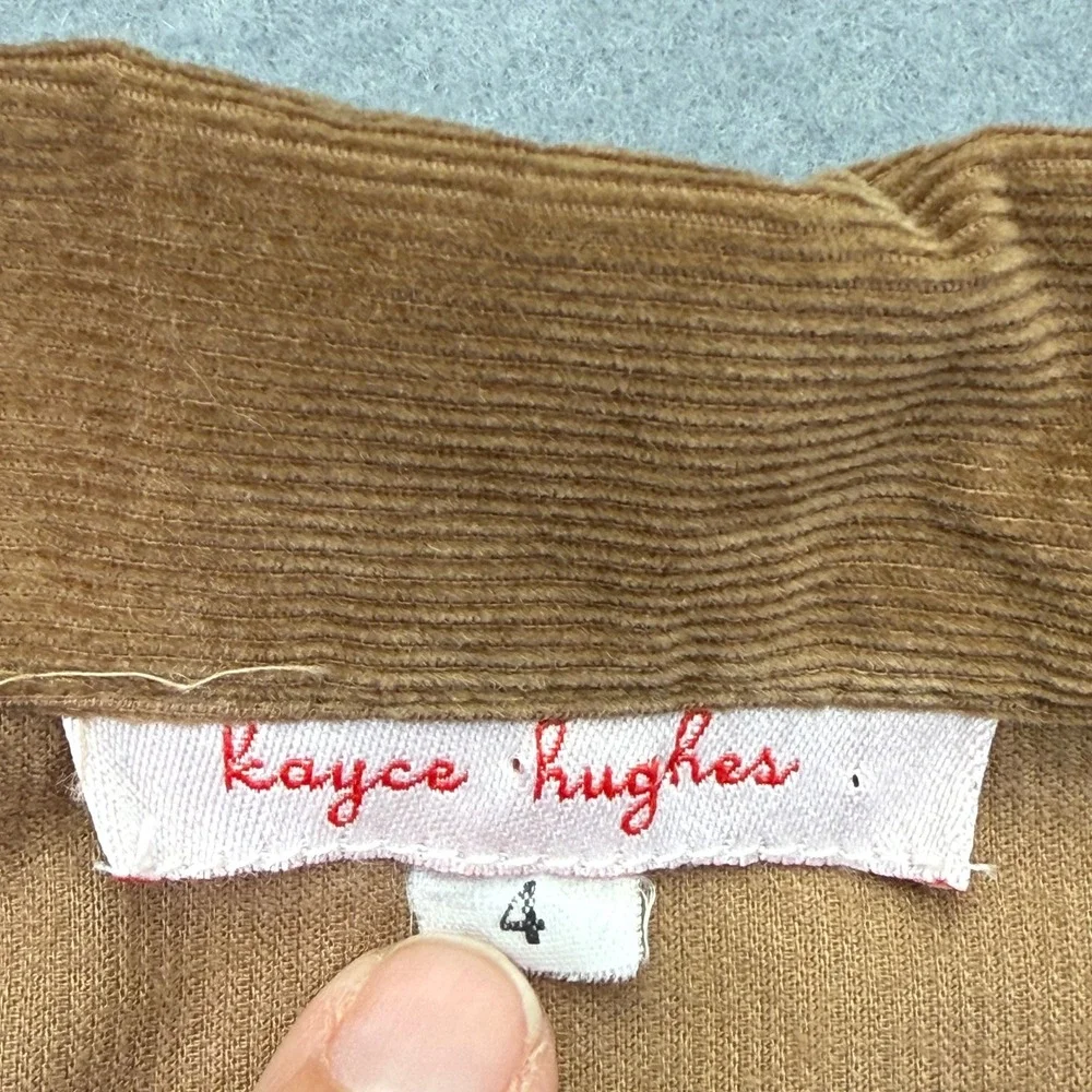 Kayce Hughes Womens Brown Corduroy Shift Dress Size 4 Long Sleeve White‎ Piping